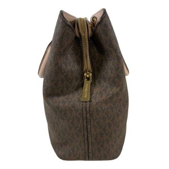 Michael Kors Camille Signature Logo & Leather Satchel Shoulder Bag Brown Pink - Picture 5 of 16